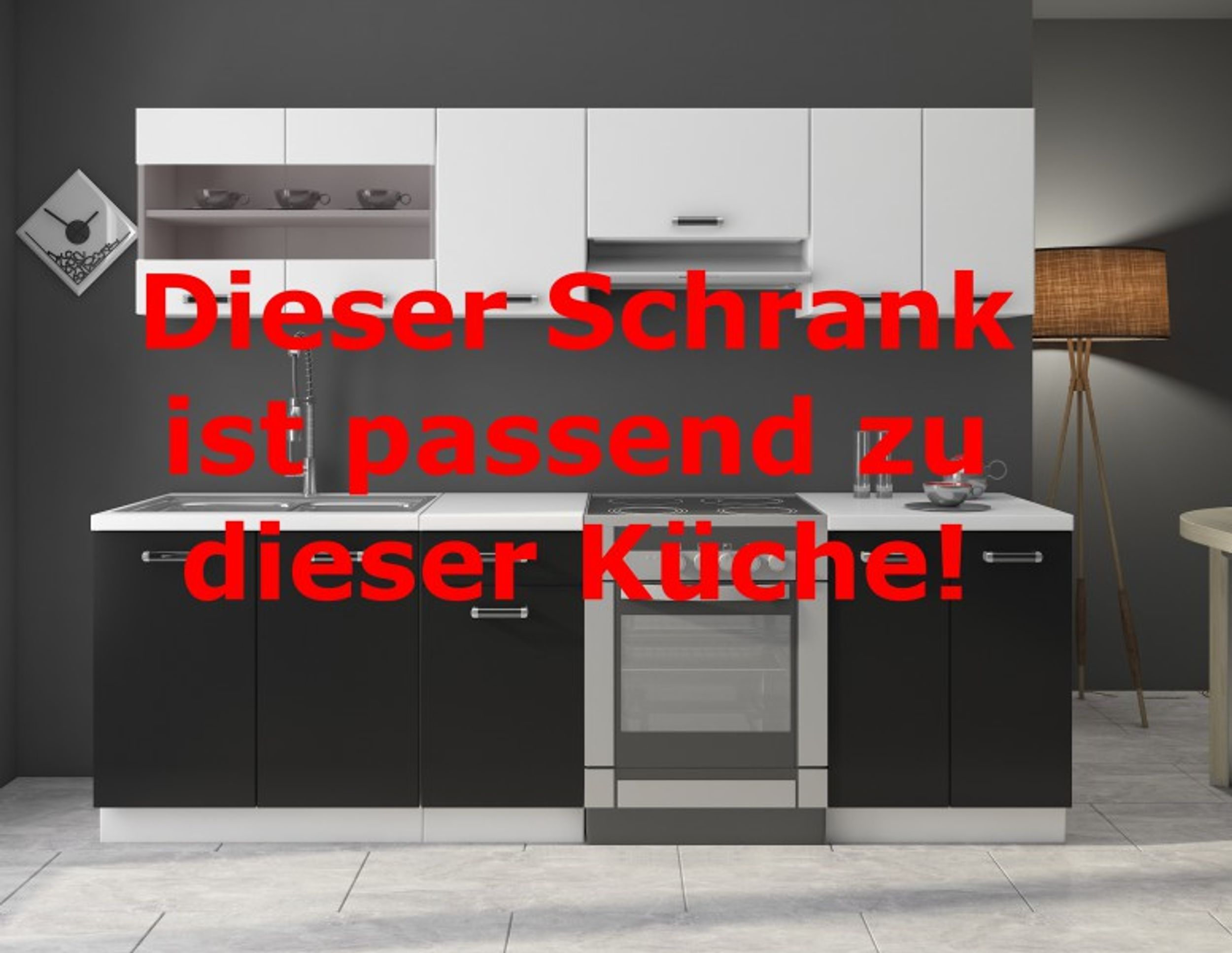 Küchen Eckhängeschrank 58x58 cm für das Modell „Omega 240 Schwarz + Weiss“