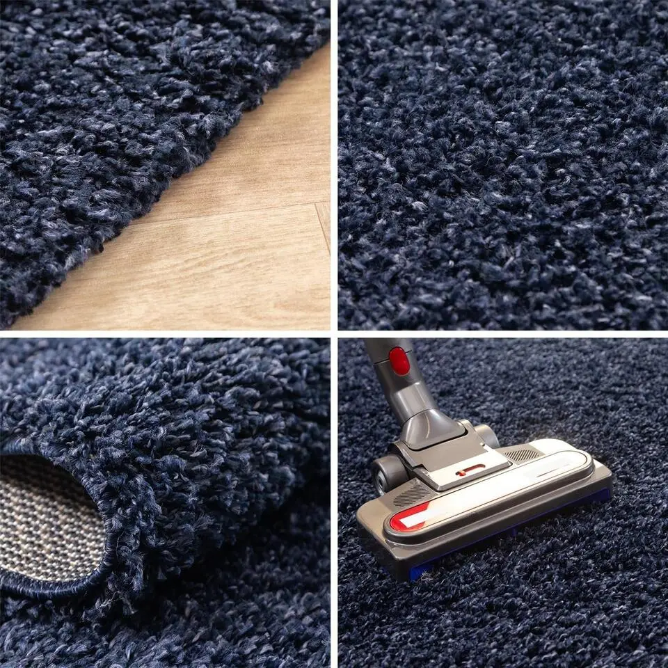 Basic Shaggy vloerkleed Donker Blauw Hoogpolig - 120x170 CM