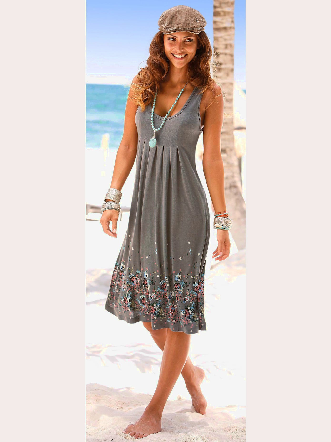 Robe de plage robe d'été imprimée sans manches