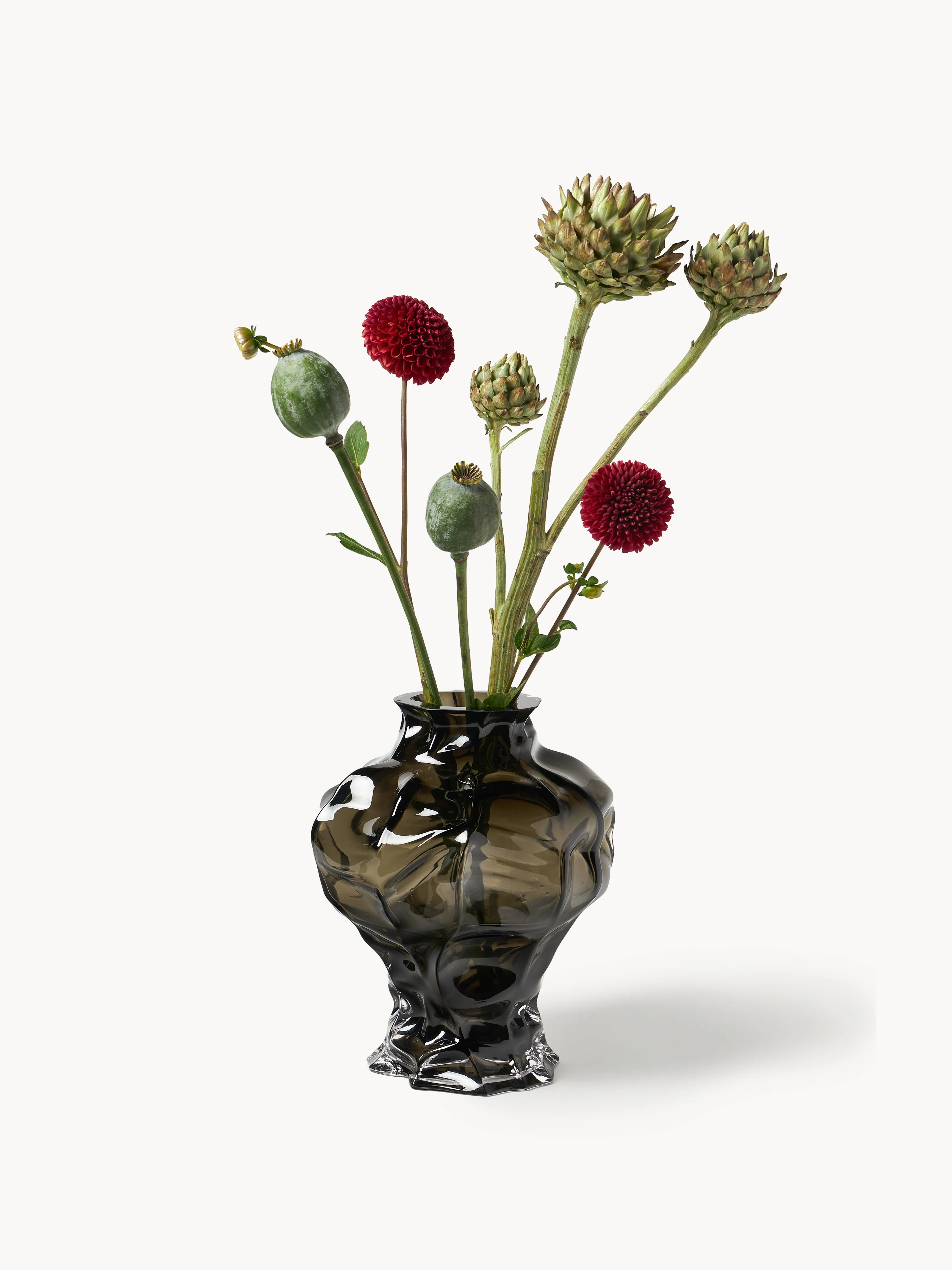 Mondgeblazen glazen vaas Ammonit, H 30 cm