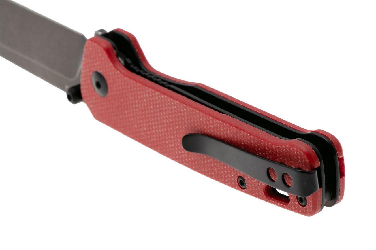 QSP Knife Penguin V2 QS130V2-D2 Blackwashed D2, Red Micarta, zakmes