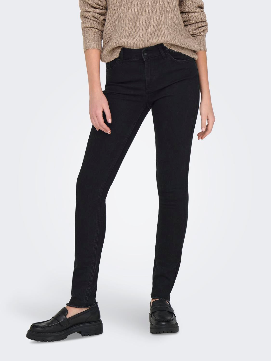 ONLHUSH Mittlere Taille Skinny Fit Jeans Black Denim