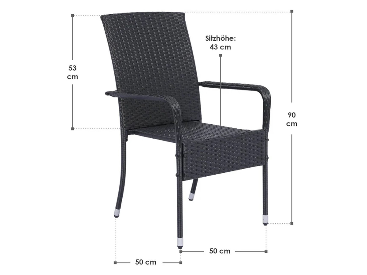 Jusky Yoro Polyrotan set van 4 tuinstoelen - Black