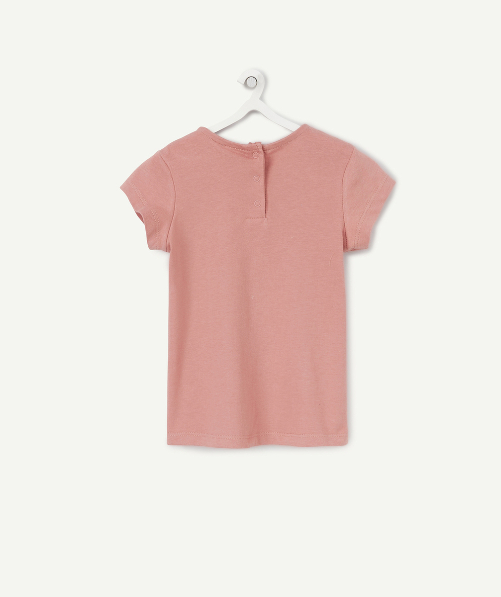 T-SHIRT À MANCHES COURTES BÉBÉ FILLE EN COTON BIO ROSE MOTIF MOUTON