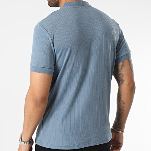 Polo Manches Courtes Col Zippé Bleu Clair