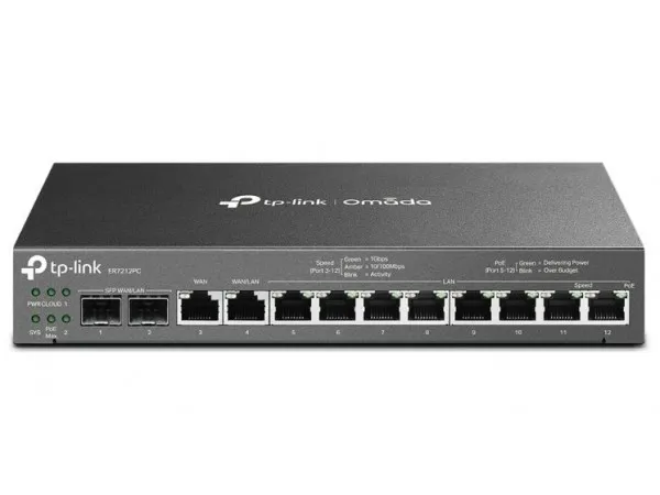 TP-Link Omada ER7212PC, Ethernet WAN, Gigabit Ethernet, Sort