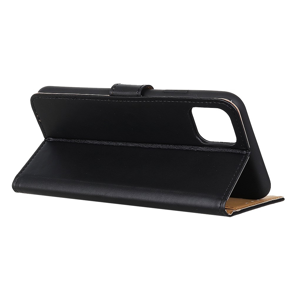 iPhone 12 / iPhone 12 Pro Leder Tasche Flip Cover mit Kartenfächer - Schwarz