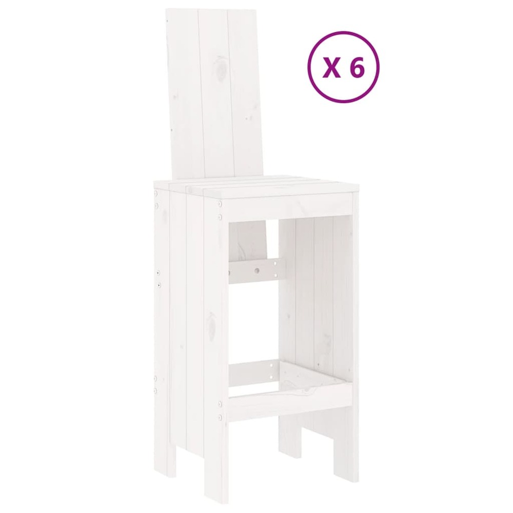 Ensemble de bar de jardin 7 pcs blanc bois de pin massif