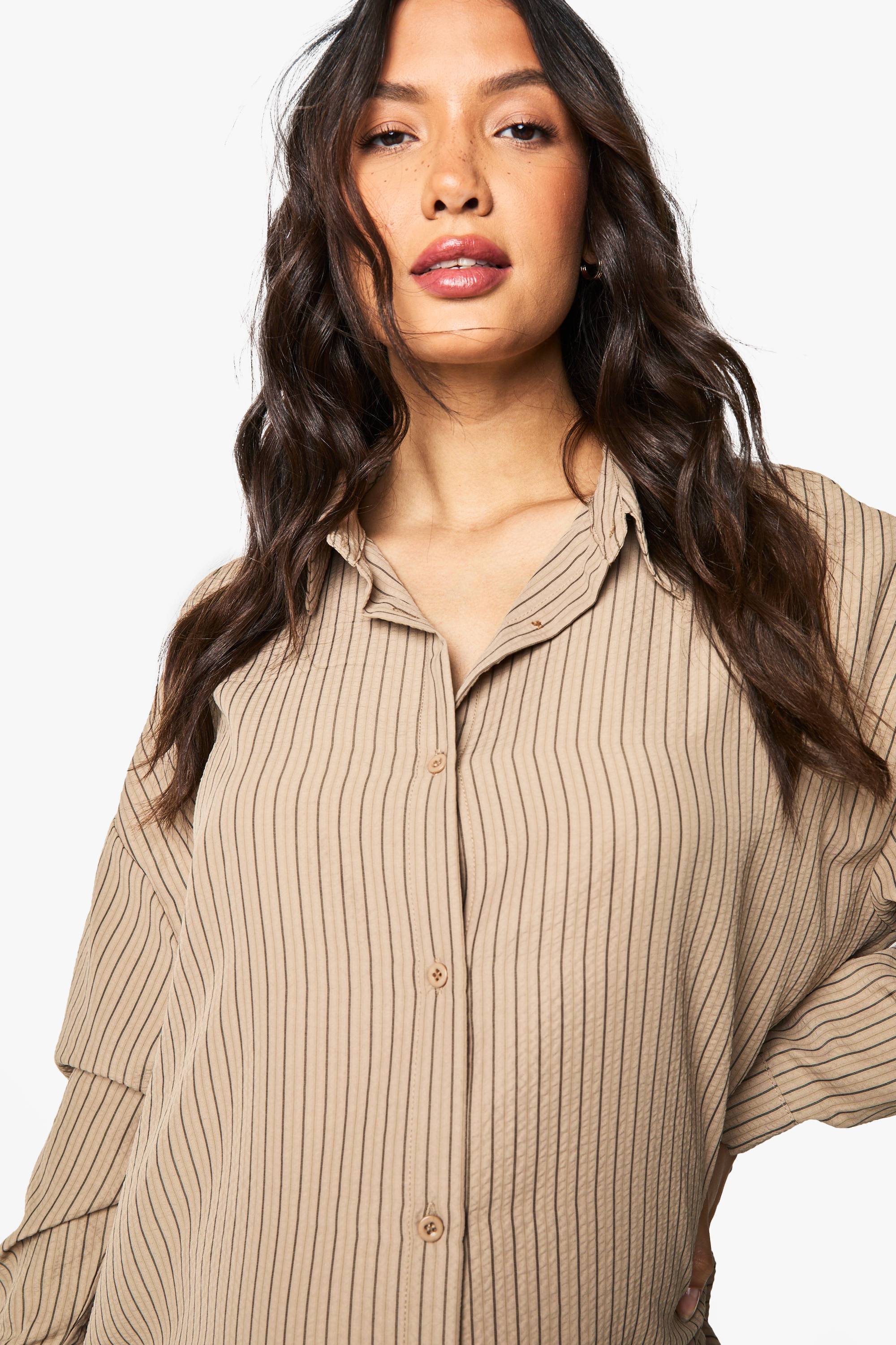boohoo CHEMISE DE MATERNITÉ À RAYURES ET EFFET FROISSÉ