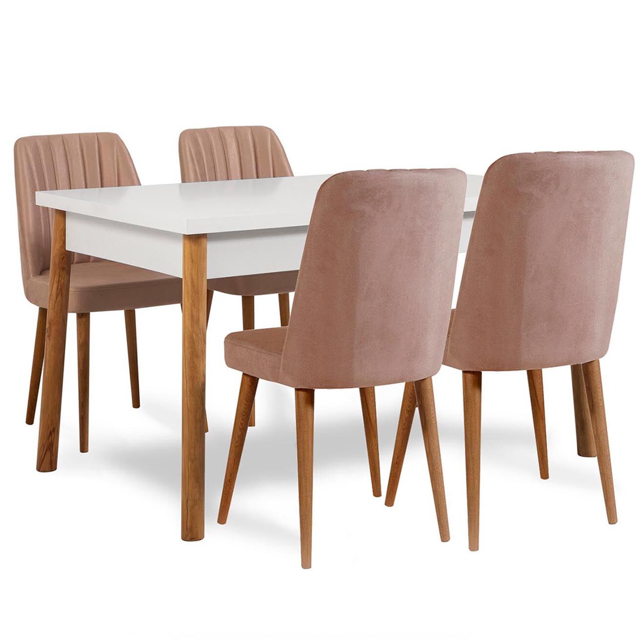 Homitis Ensemble Table + 4 Chaises Santiago 0900 beige/blanc/gris