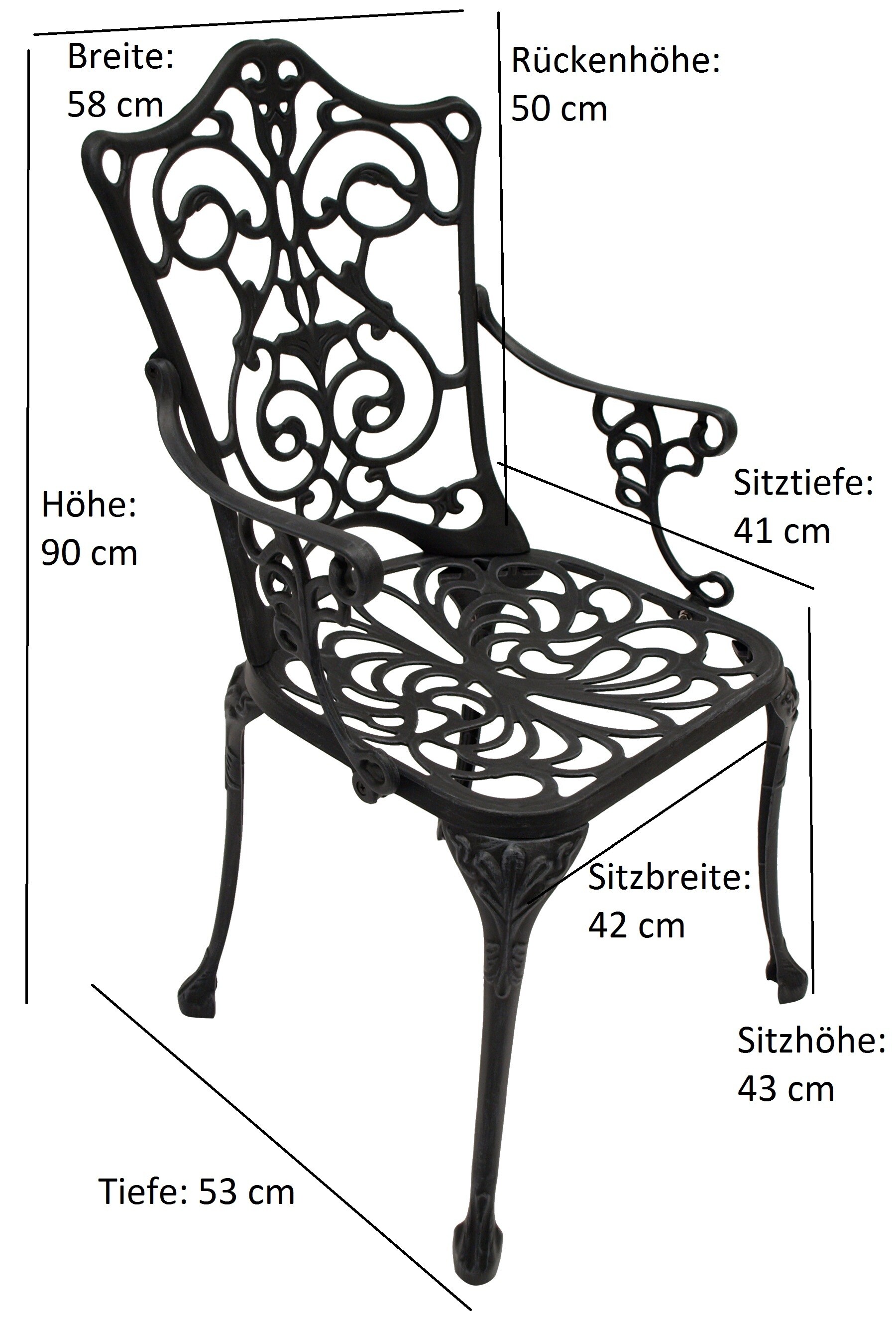 DEGAMO Bistroset Jugendstil 5-teilig, Aluguss grau antik