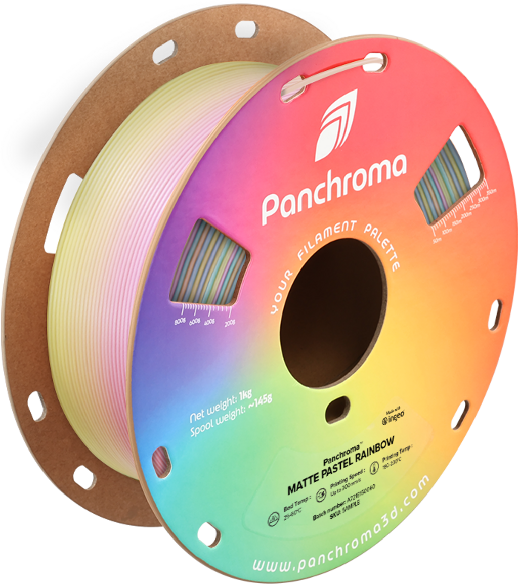 Polymaker  Panchroma™ PLA Gradient Matte Pastel Rainbow, 1,75 mm / 1000 g    Wunderschöne Farbverläufe mit mattem Finish in Pastel Rainbow