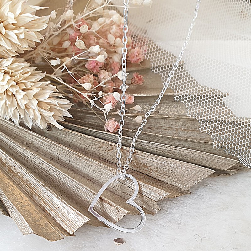 Collier mini coeur Charly argent 40 cm