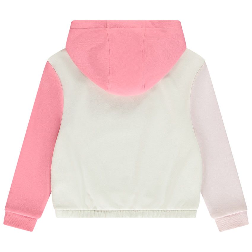 Sweat molleton effet color block print cœur pour fille - Ecru