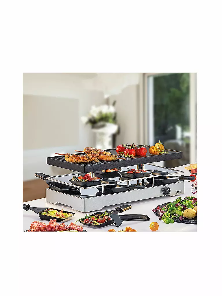 SPRING RACLETTE8 CLASSIC DUO - Raclette mit Alugrillplatte + Granitstein silber