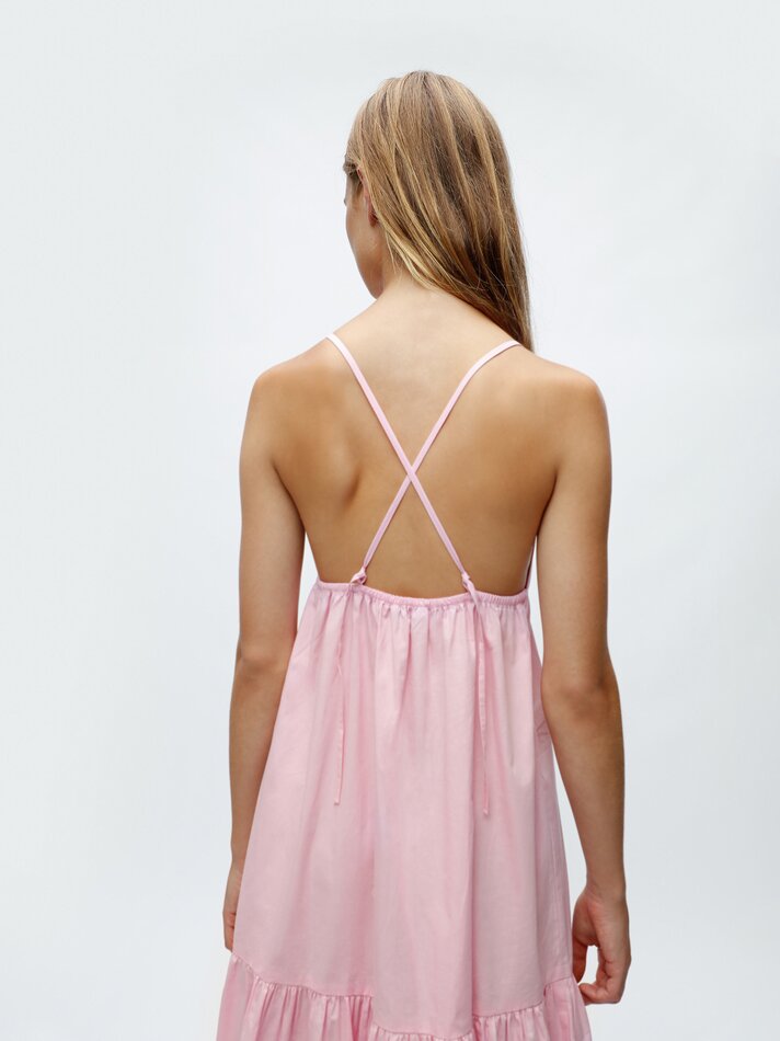 Vestido midi de alças finas - Rosa
