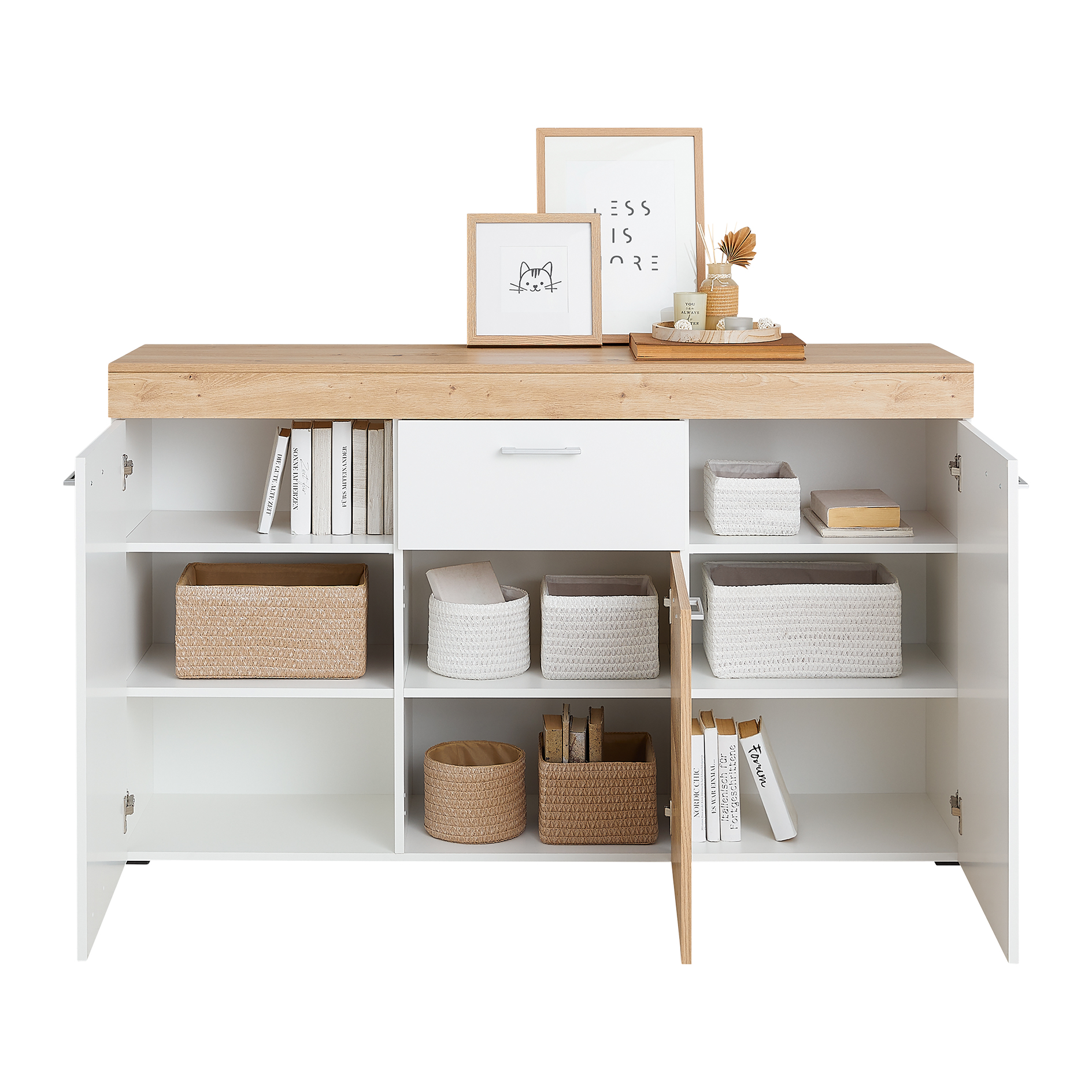 Sideboard - Alpinweiß - Artisan Eiche - 150 cm
