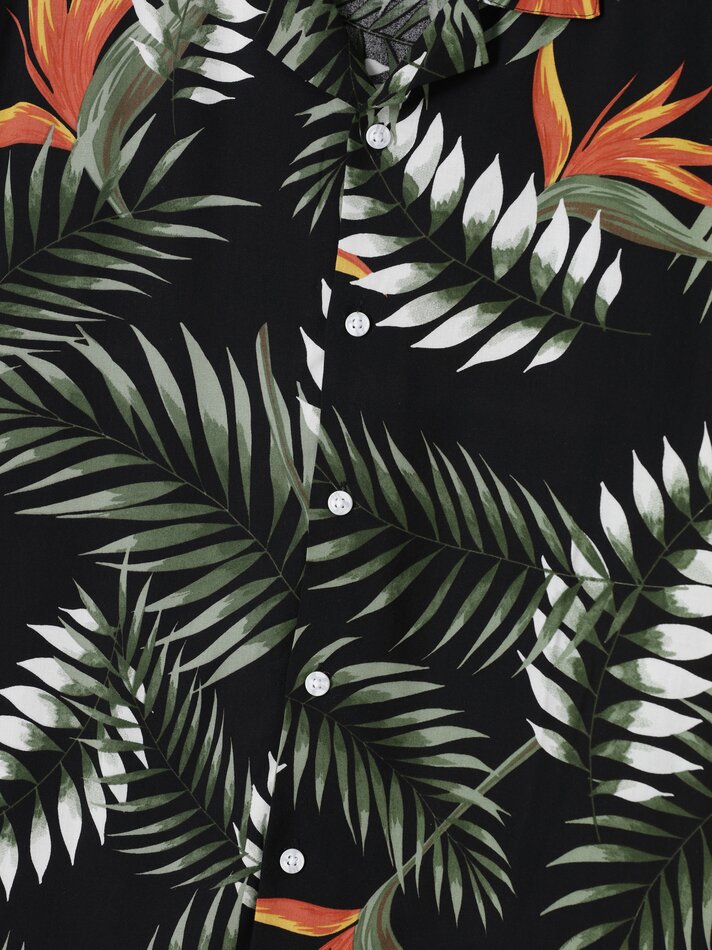 Camisa de manga curta em viscose estampada - Marengo