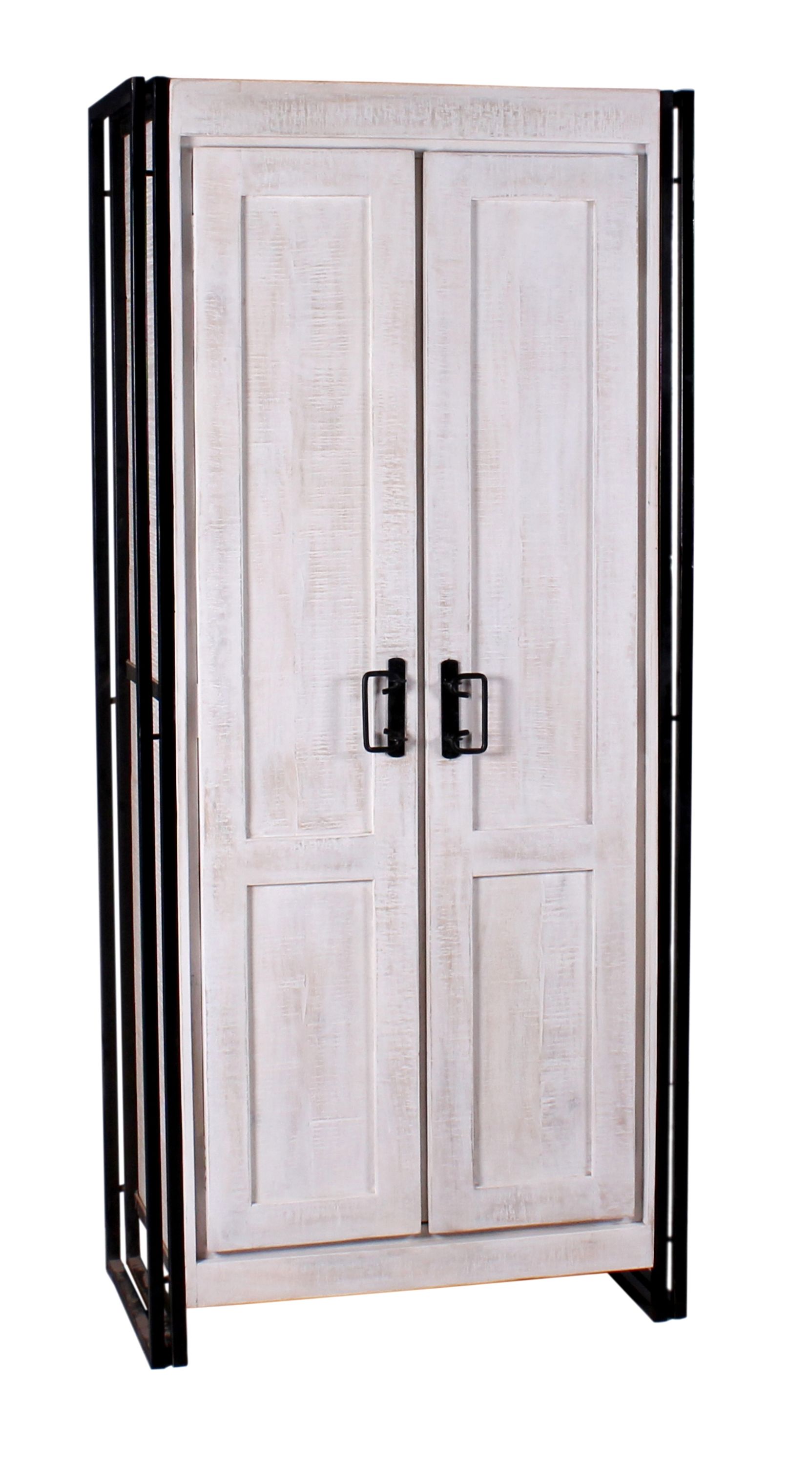 Garderobenschrank White Panama Mango Flurschrank Flur Diele Schrank Hochschrank