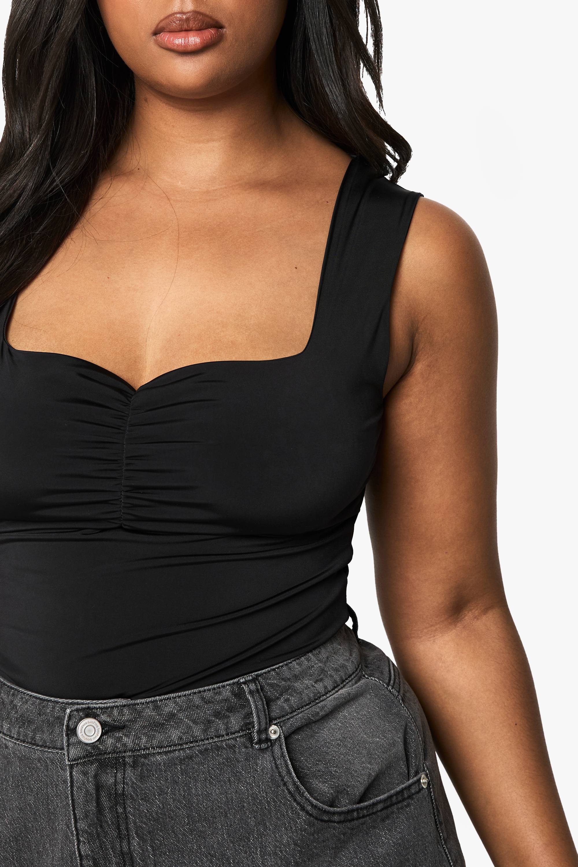 boohoo PLUS COMBINAISON À CORPS DEVANT FRONCÉ À DOUBLE COUCHE