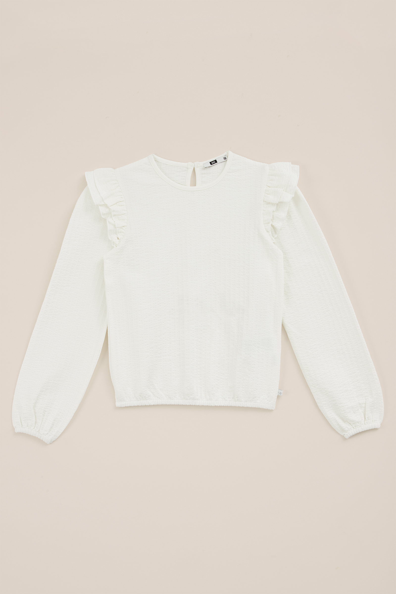 Meisjes T-shirt met structuur WE Fashion Gebroken wit