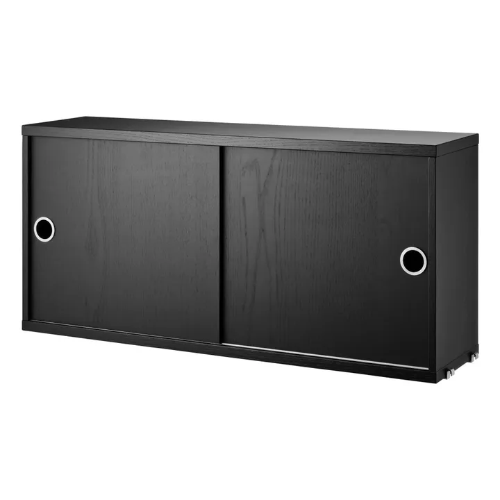String Furniture Cabinet portes coulissantes en frêne teinté 78x30 cm
