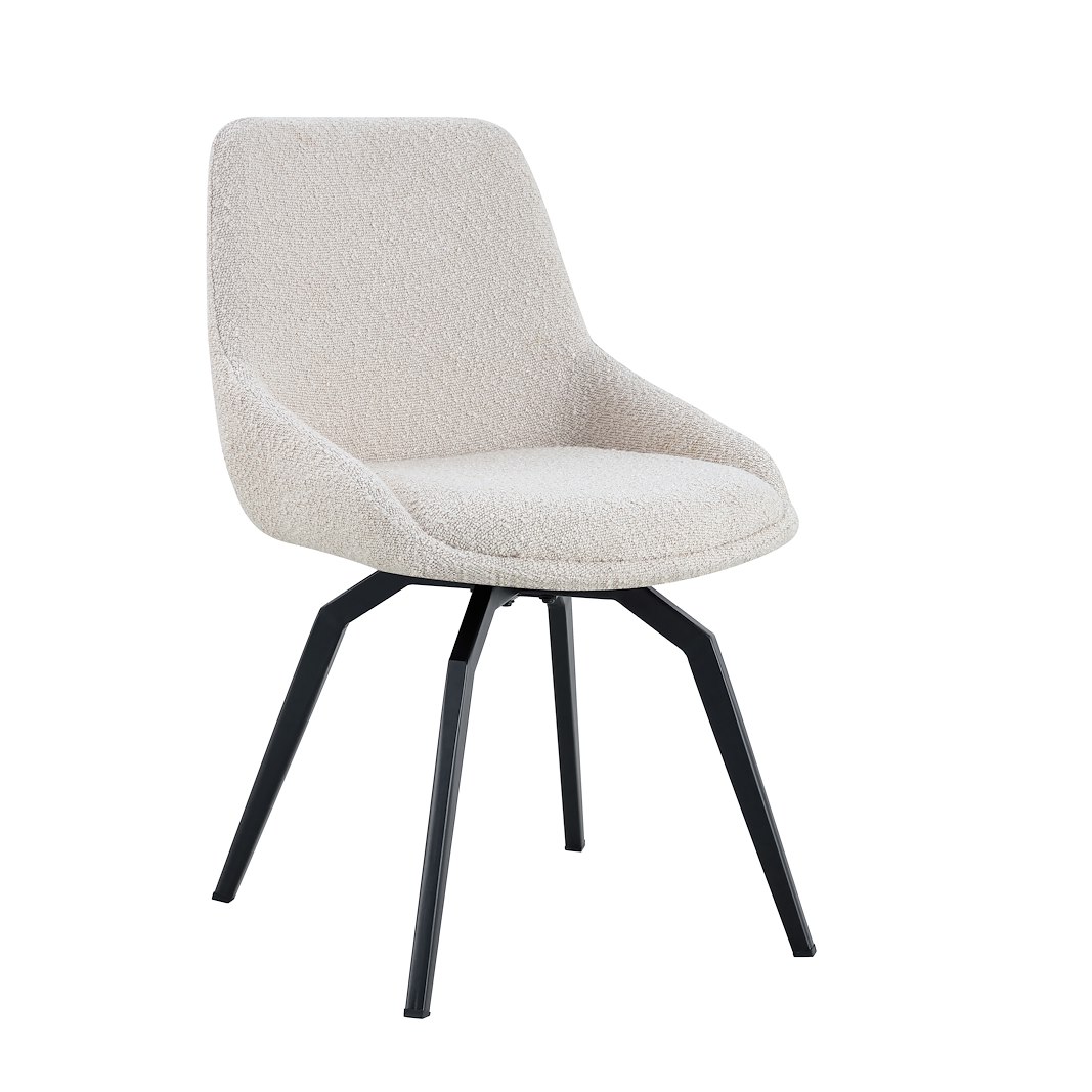 Nero spisestol med sving Offwhite bouclé med sortlakkerte ben