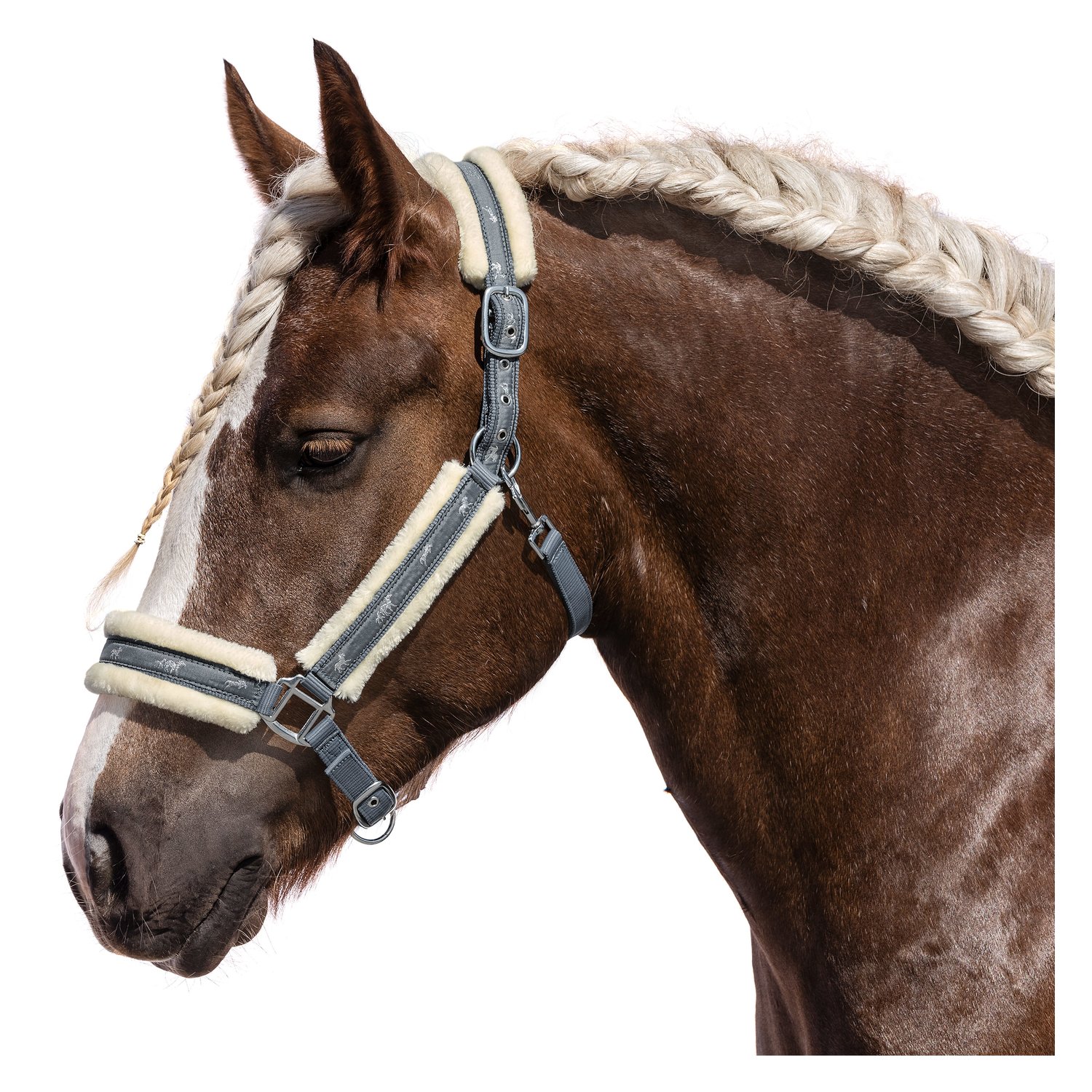 Horse-friends Webhalfter Vigo mit Kunstfell  - titan