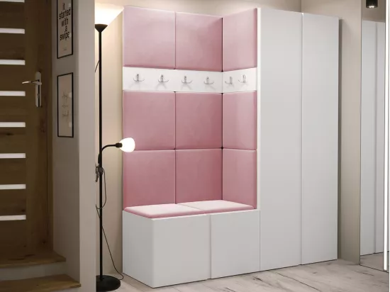 Meuble d'entrée Hartford 266, 186x158x46cm, Blanc, Tapisserie|Stratifié