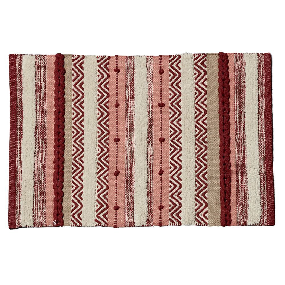 Tapis rectangulaire coton tufté Beige terracotta 90x60 cm