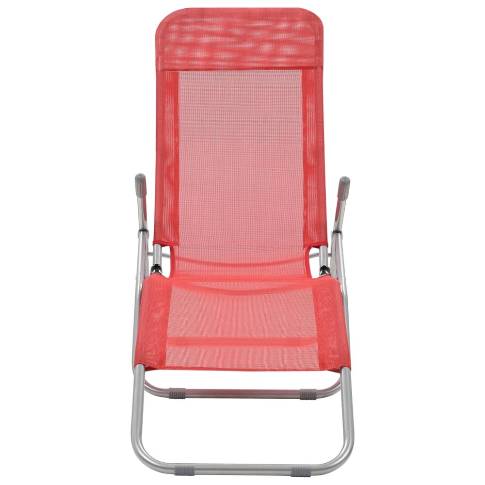 Chaises longues pliables 2 pièces textilène rouge