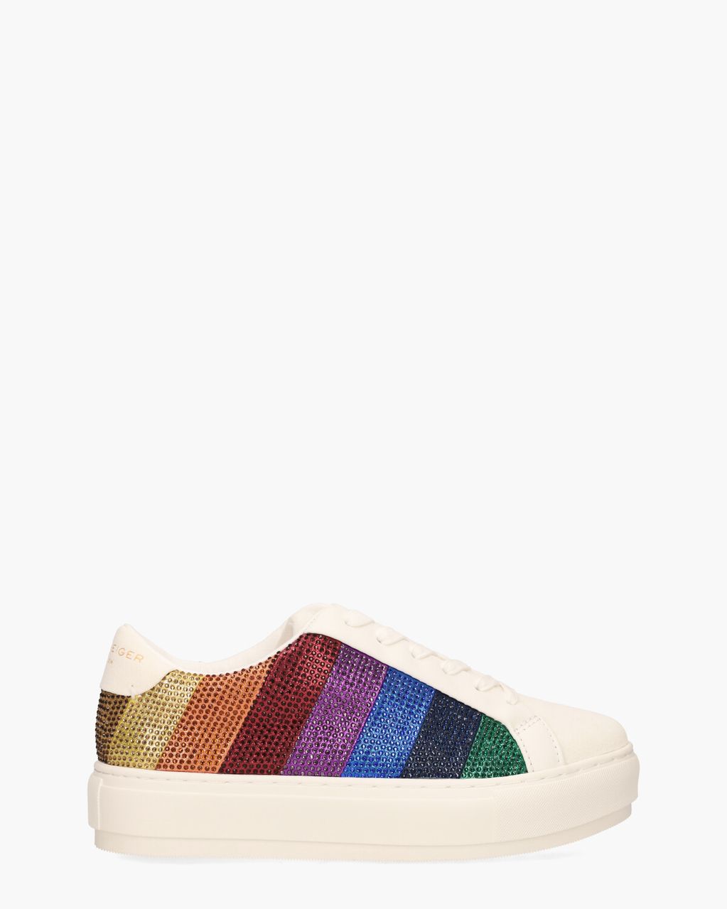 Kurt Geiger Laney Stripe Crystal Sneaker Wit/Multicolor Damessneakers