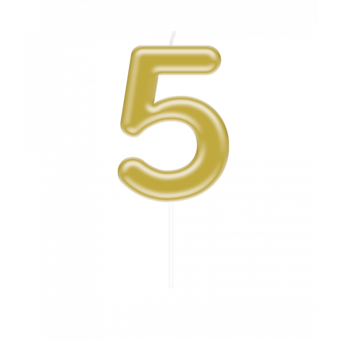 5 Jaar Kaars Goud 10,5cm