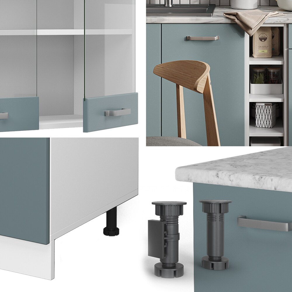 Vicco Küchenzeile R-Line Solid Weiß Blau Grau 160 cm Arbeitsplatte modern Küchenschränke Küchenmöbel
