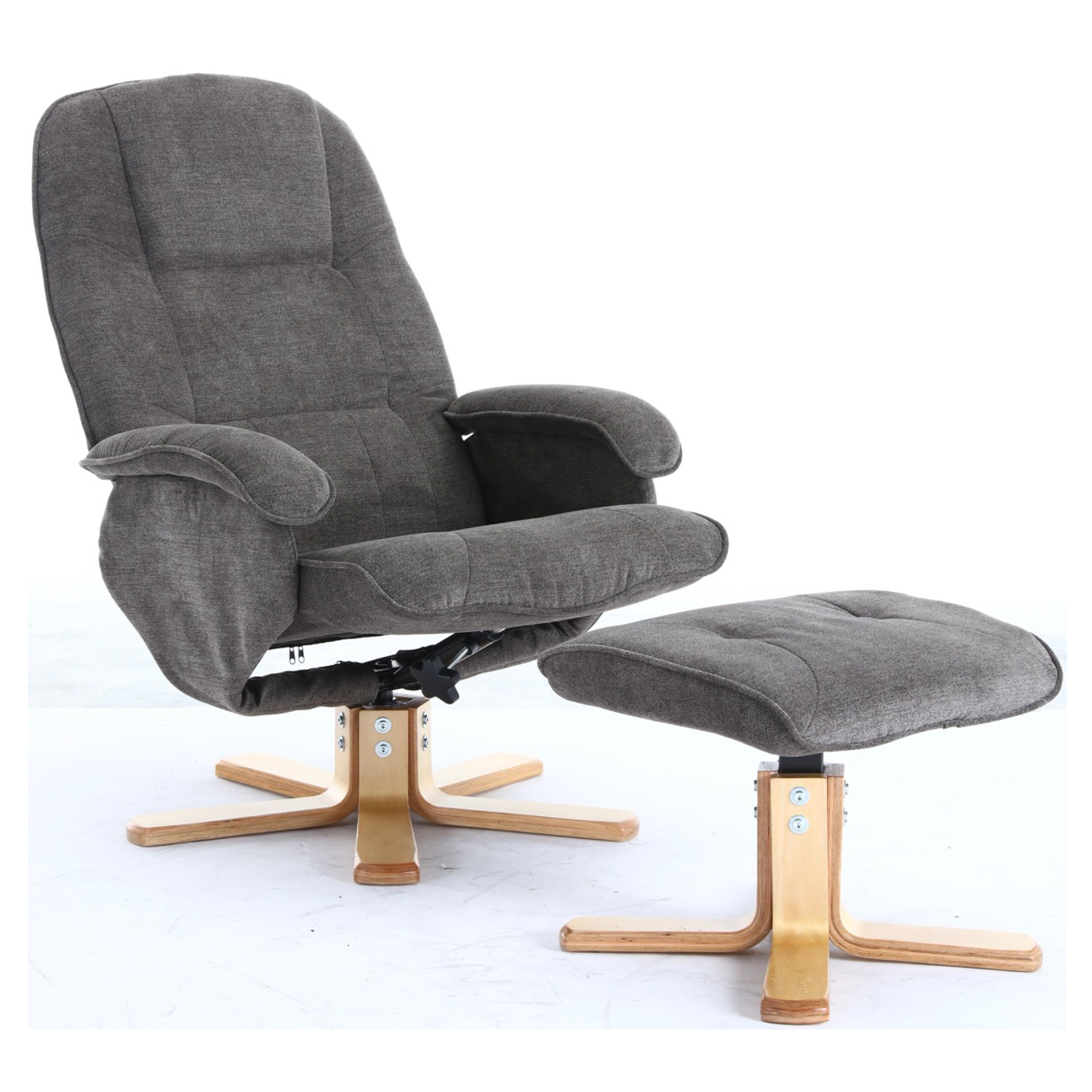 Relaxsessel mit Hocker - grau - verstellbar