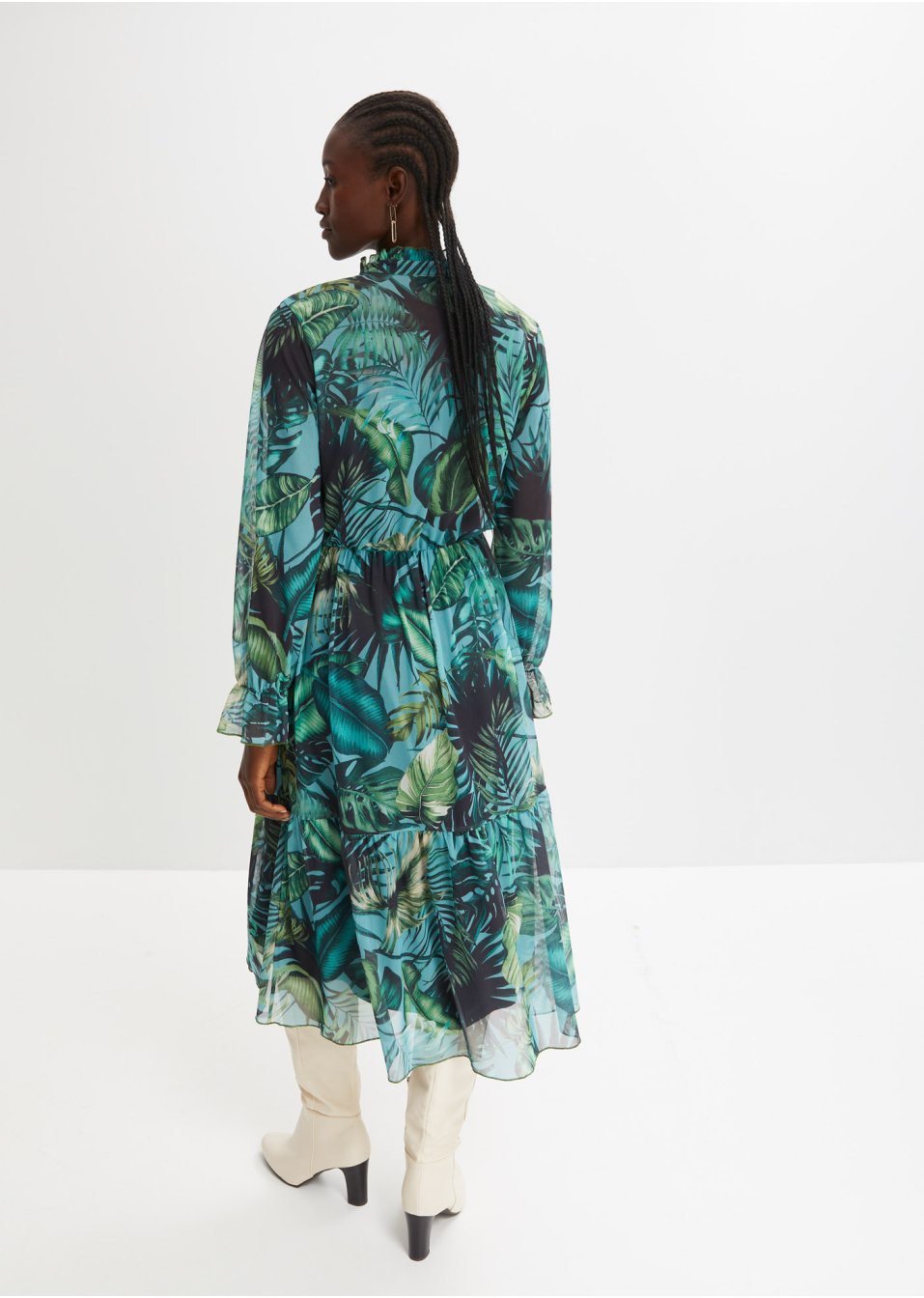 Robe midi en mesh imprimée