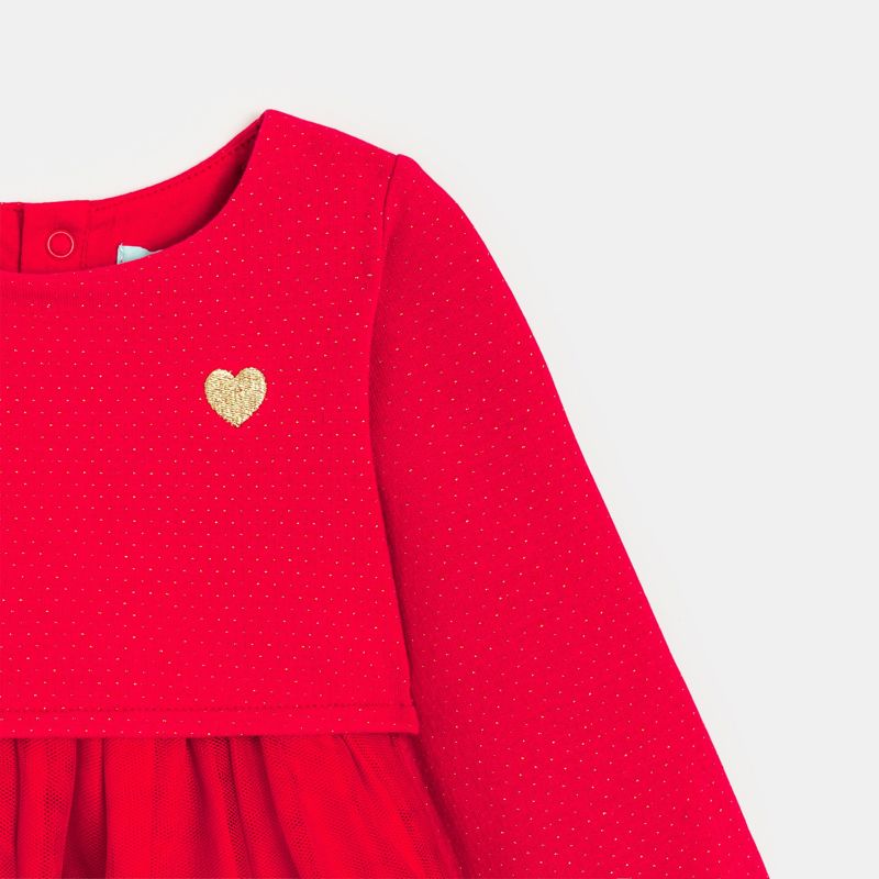 Robe de fête bi-matière rouge bébé fille Rouge