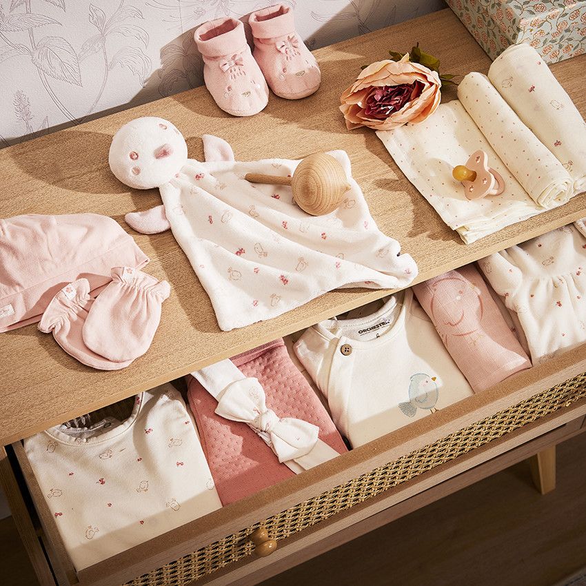 Chaussons en velours avec petit nœud pour bébé fille - Rose