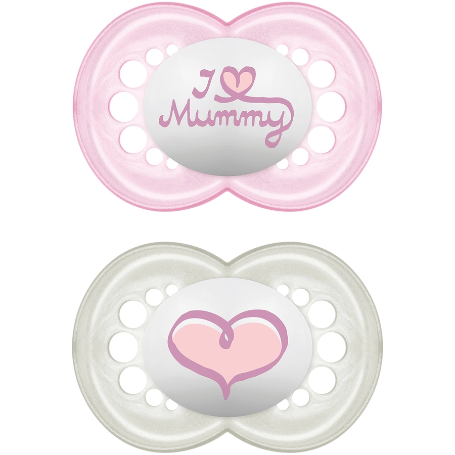 MAM Schnuller Original rosa I love Mummy 6+ Monate Silikon