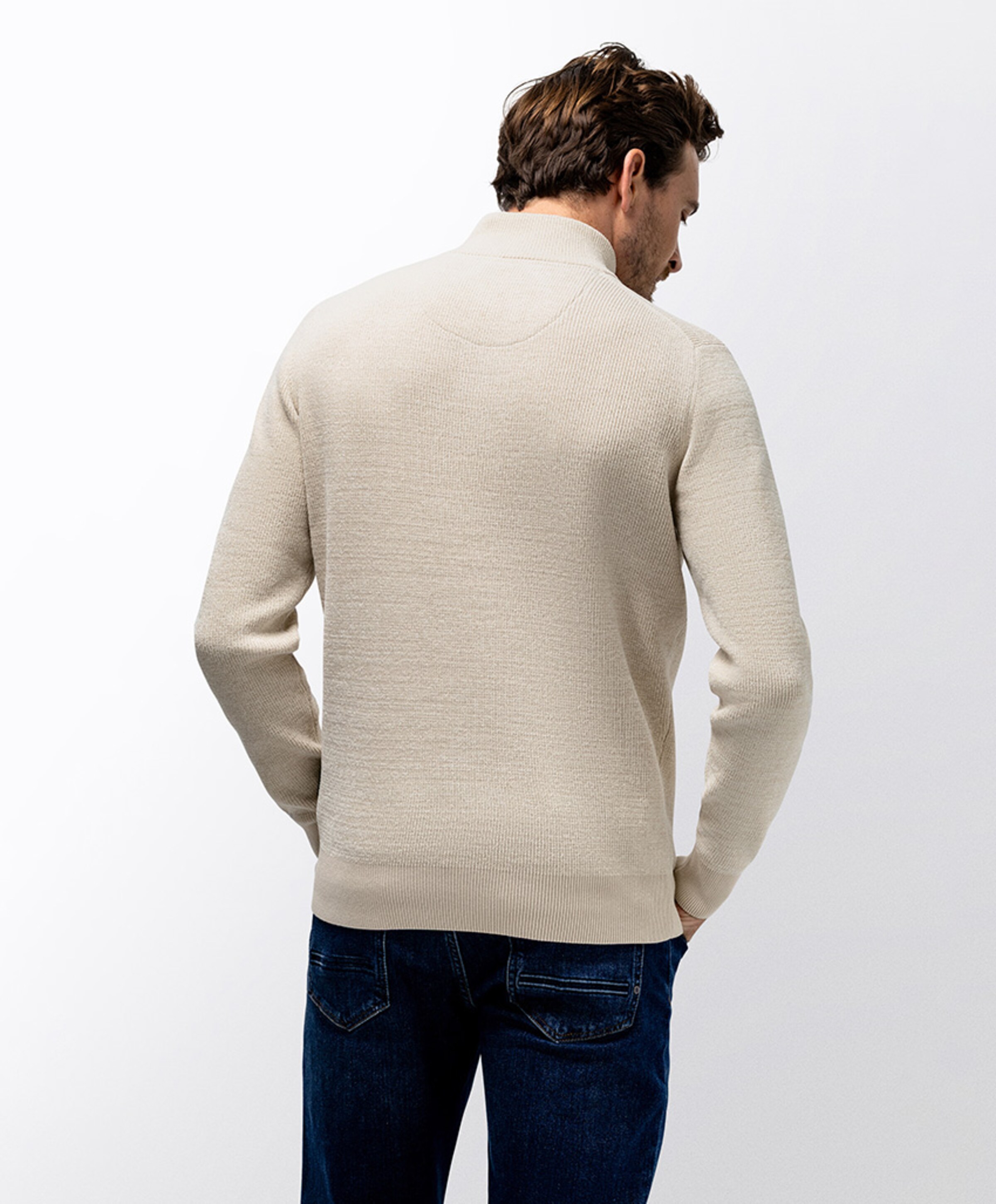 State of Art Heren trui met rits beige