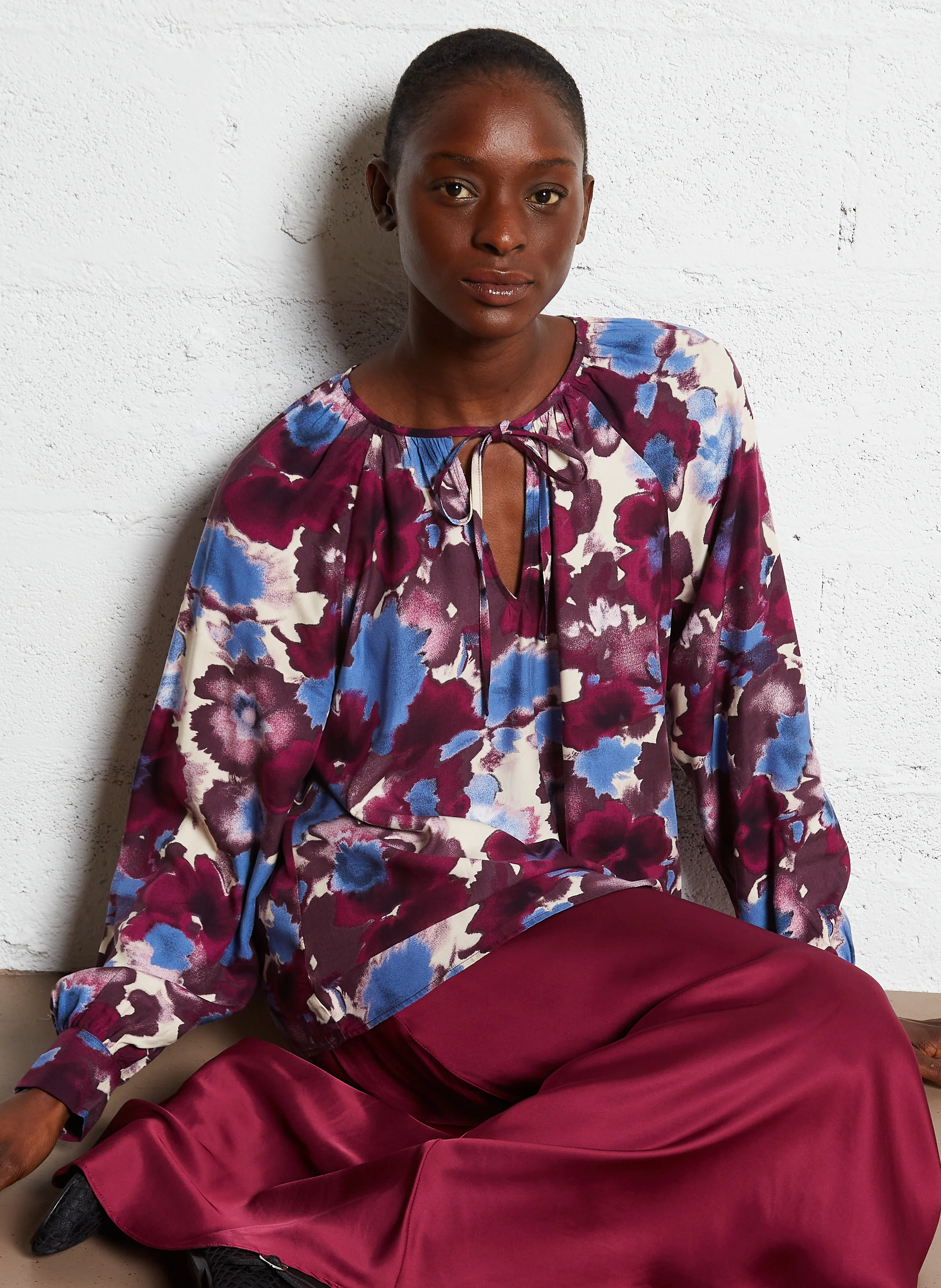 TOCHI - Blouse droite imprimée | Violet