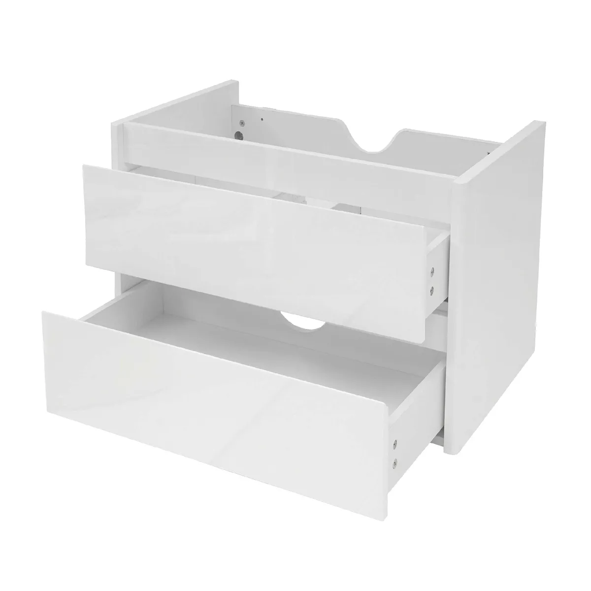 decoshop26 Meuble bas sous évier 2 tiroirs - Blanc brillant