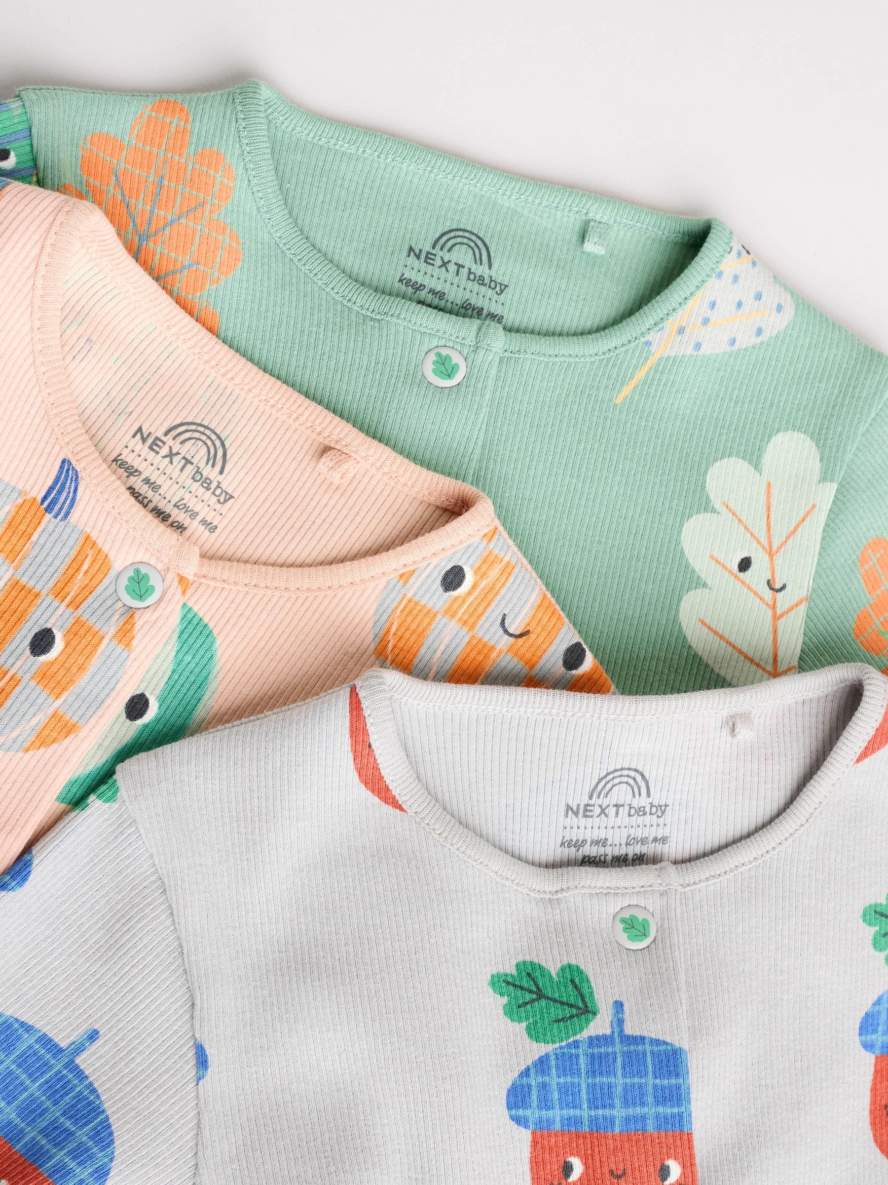 Groen - Verpakking van 3 baby pyjama's zonder voetjes met herfstpompoen (0mnd-3jr)