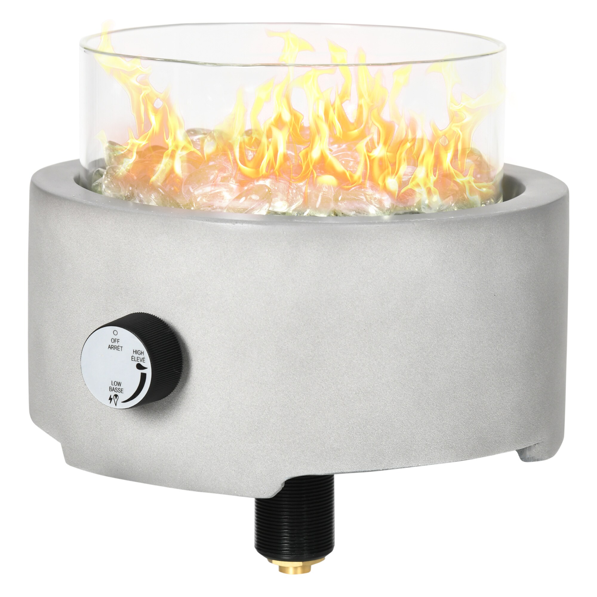 Outsunny Propan-Feuerstelle mit Glasperlen grau 25,4L x 25,4B x 18,5H cm