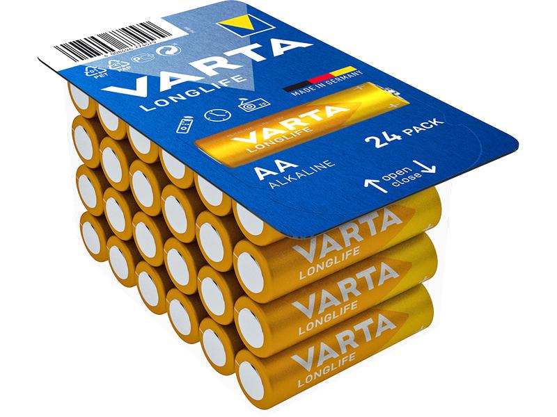 Varta Batterie Longlife AA , 24 Stück 24 AA-Batterien mit hoher Laufzeit