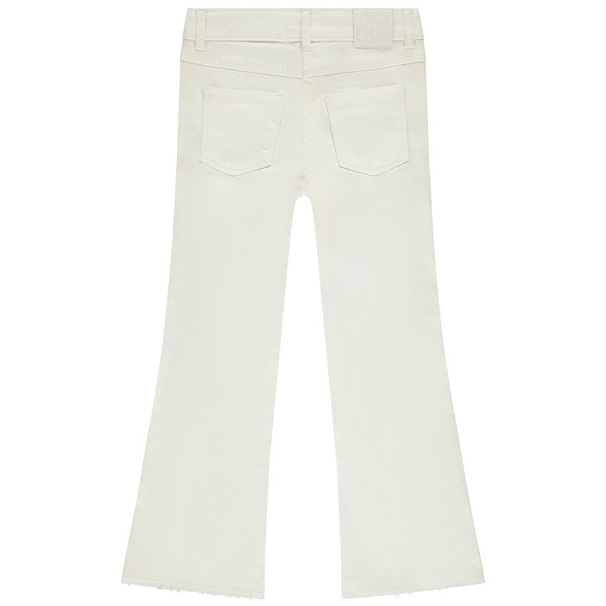 Jean trompette finition raw cut pour fille - Ecru