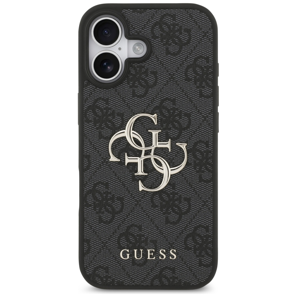 iPhone 17 Leder Hardcase Hülle 4G Big Metal Logo (GUHCP17S4GMGGR) - Schwarz
