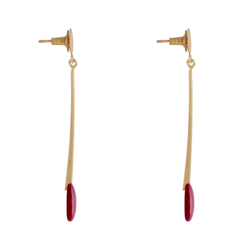 Boucles d'Oreilles Laiton Doré Pastille Cône et Disque Coloré