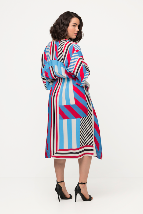 Midikleid, grafisch, Oversized, Rundhals, Halbarm