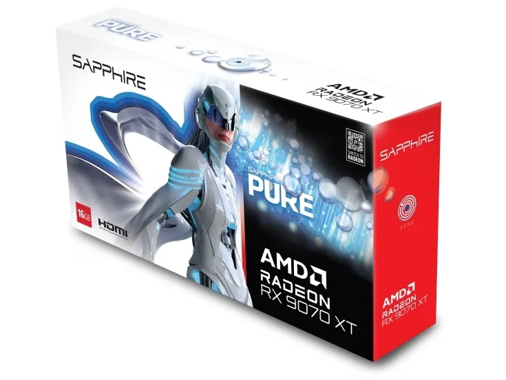Sapphire Pure Radeon RX 9070 XT - Grafikkort - Radeon RX 9070 XT - 16 GB GDDR6 - PCIe 5.0 x16 - 2 x DisplayPort, 2 x HDMI